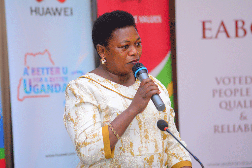 Hon. Ntabazi Harriet giving a speech during the awards 2
