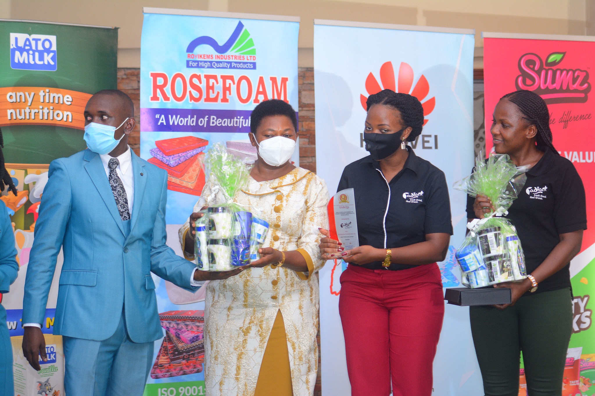 Movit team recieving the East Africa Brand Quality Awards 2021